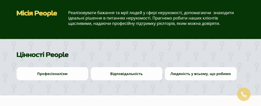 Створення сайту візитки для агенції нерухомості People